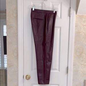 Ann Taylor Eva High Rise Faux Leather Burgundy Straight Leg Pants. NWT